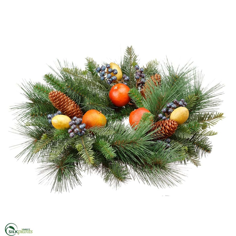 Fruit, Oak Leaf, Pine Candle Ring – Orange Green – Pack of 4