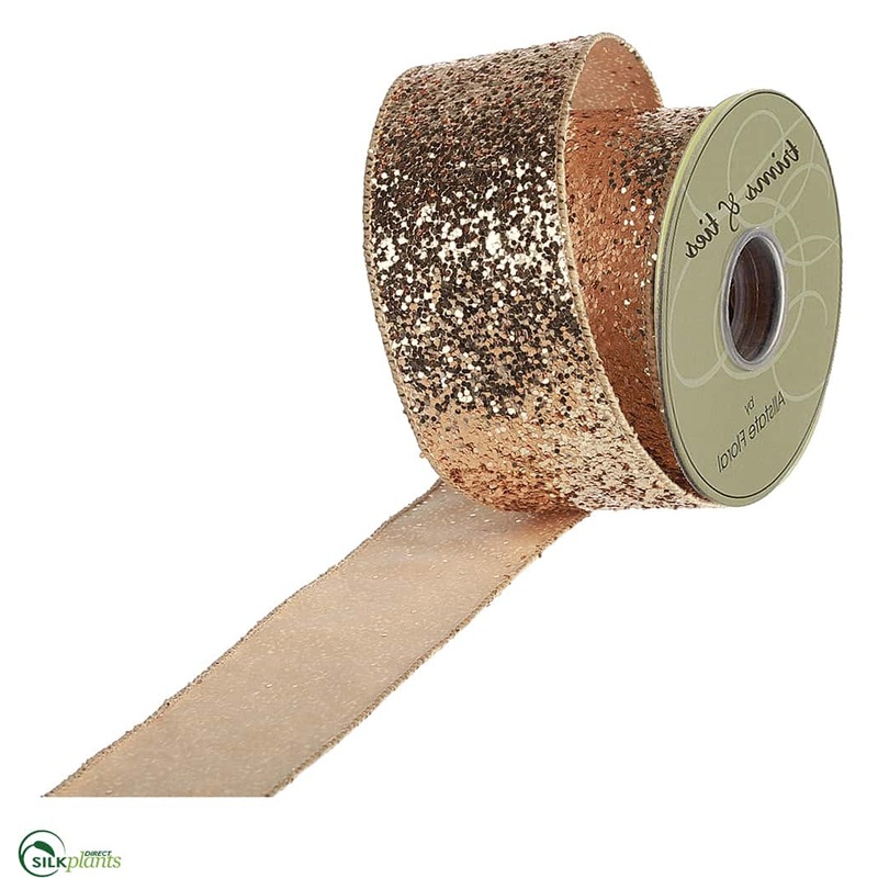 Glittered Ribbon – Gold – Pack of 6