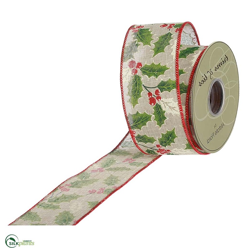 Holly, Berry Ribbon Red – Green Beige – Pack of 6