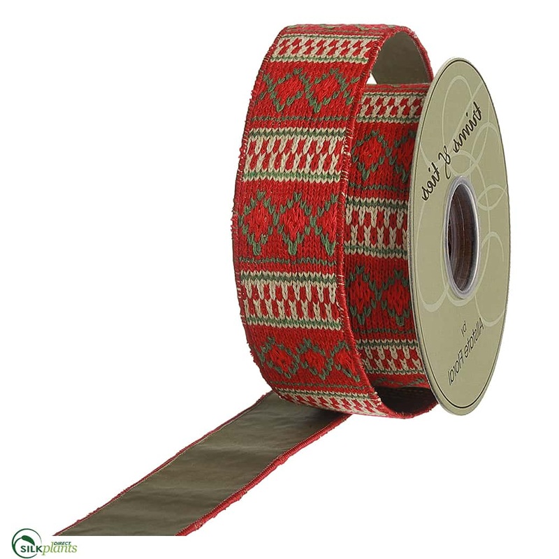 Knitted Ribbon – Red Green – Pack of 6
