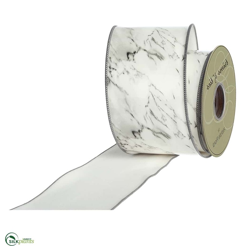 Marble Pattern Ribbon – White Gray – Pack of 6