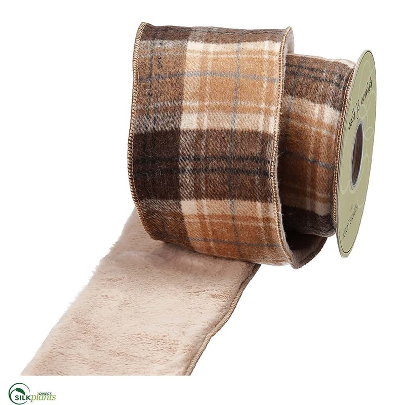 Plaid Ribbon – Brown Beige – Pack of 6