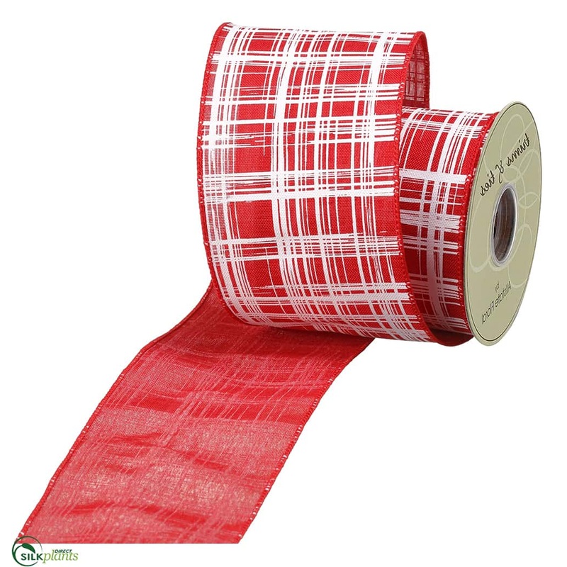 Plaid Ribbon – Red White – Pack of 6