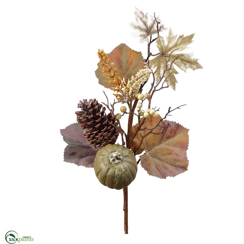 Pumpkin, Pine Cone, Maple Spray – Green Brown – Pack of 12