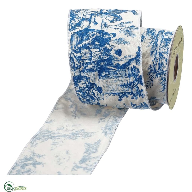 Toile Ribbon – Blue White – Pack of 6
