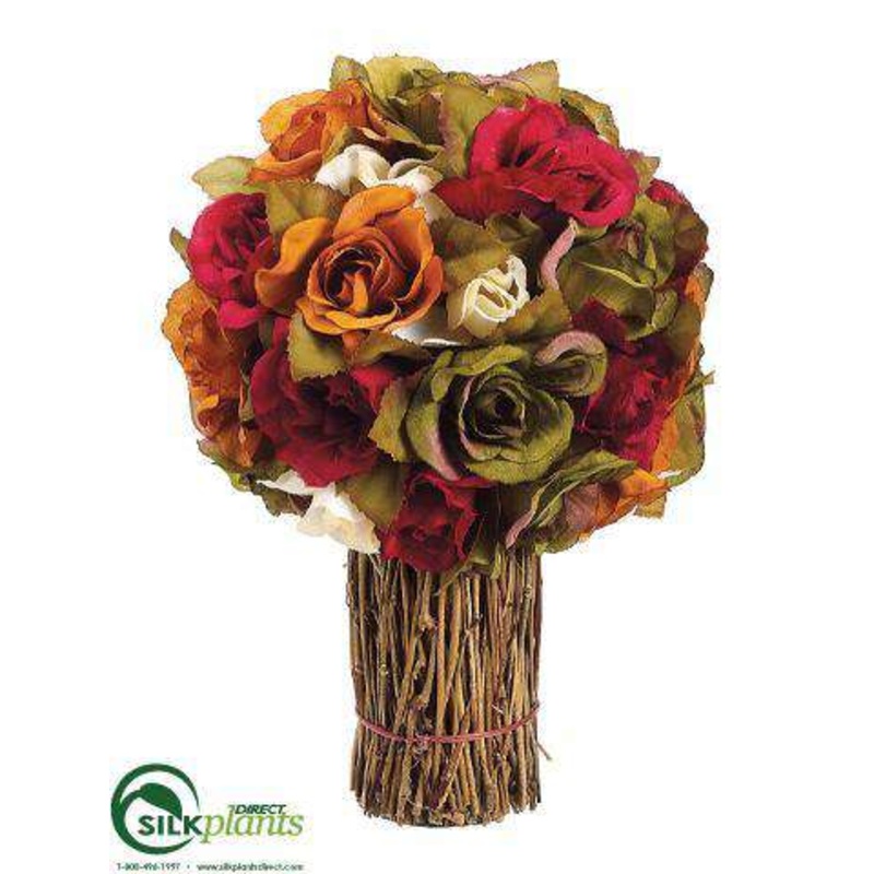 Rose Topiary Bouquet – Orange Green – Pack of 12