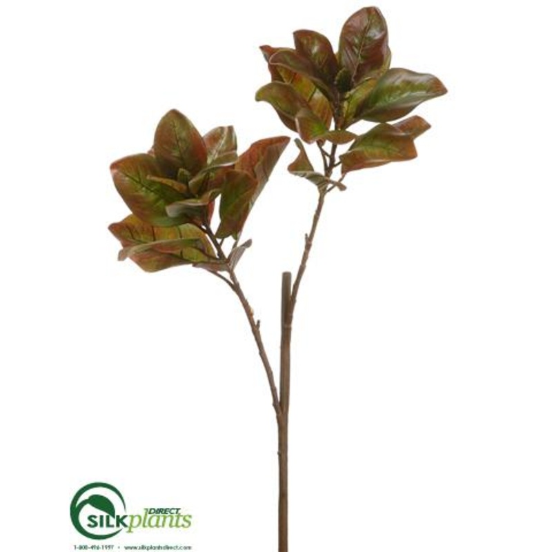 Magnolia Leaf Spray – Green Burgundy – Pack of 6