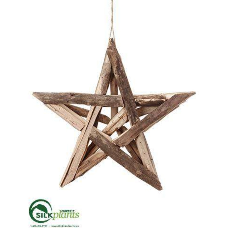 Wood Star Ornament – Brown – Pack of 6