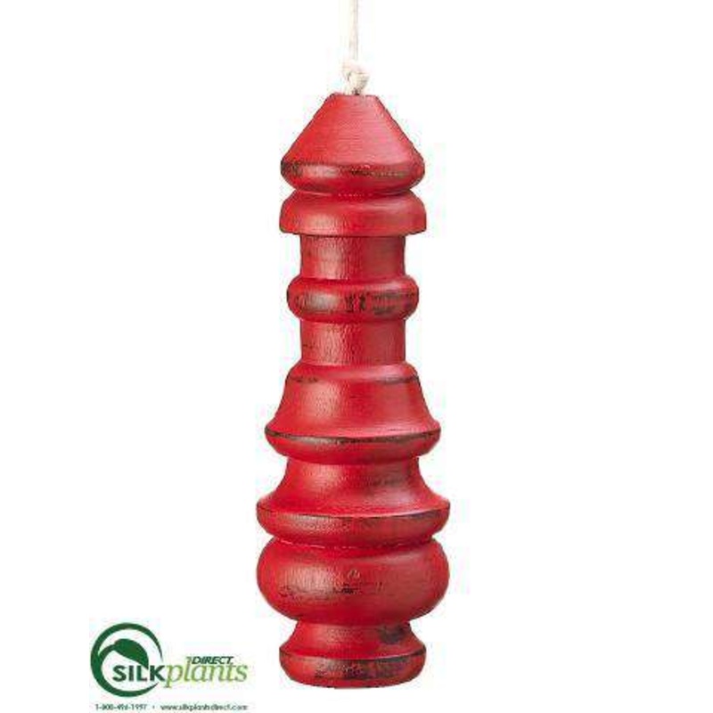Wood Finial Ornament – Red – Pack of 6