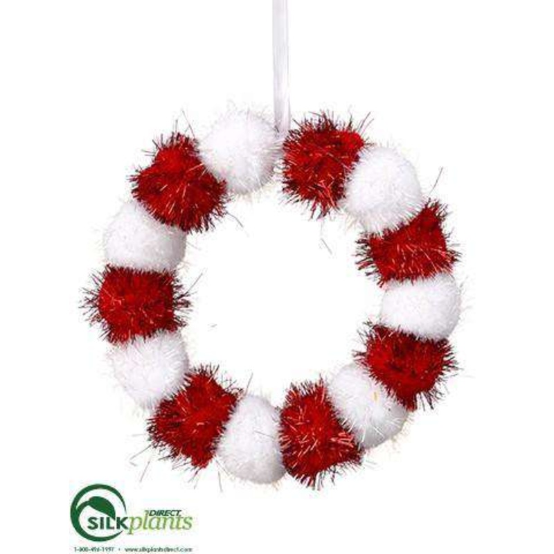 Wreath Ornament – Red White – Pack of 12