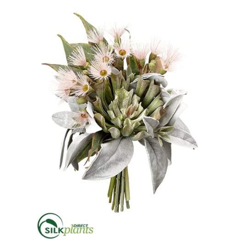 Aeonium, Lamb’s Ear,  Eucalyptus Bouquet – Green Pink – Pack of 6
