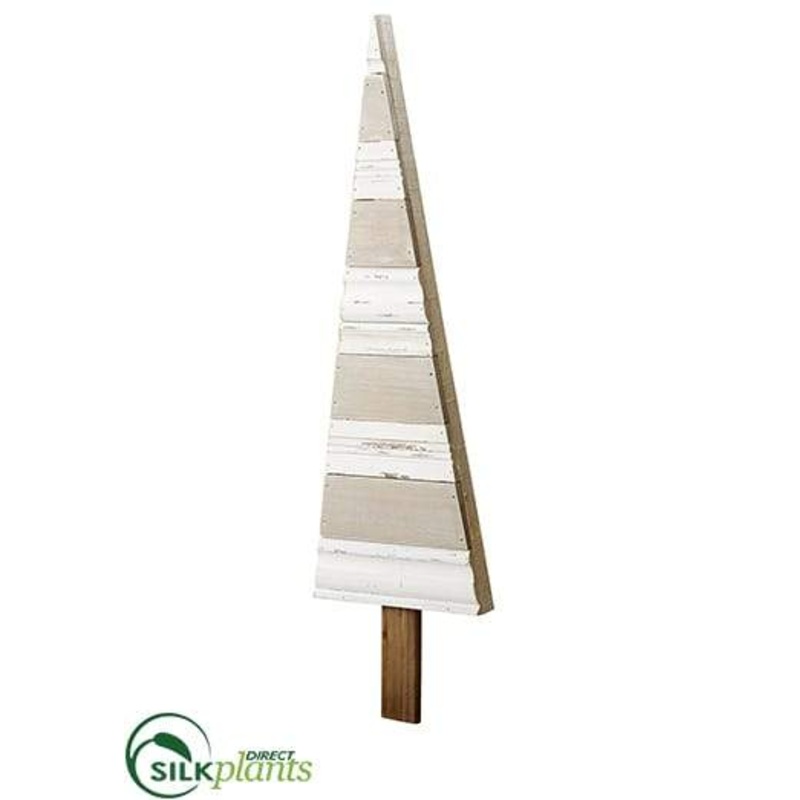 Wood Tree Wall Decor – Brown White – Pack of 4