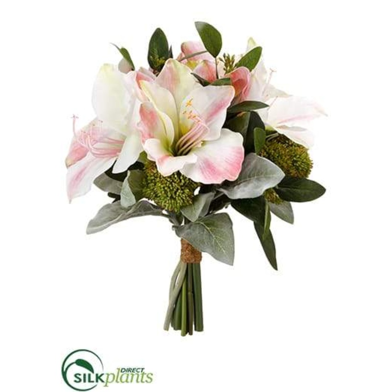 Amaryllis, Sedum, Lamb’s Ear Bouquet – White Pink – Pack of 4