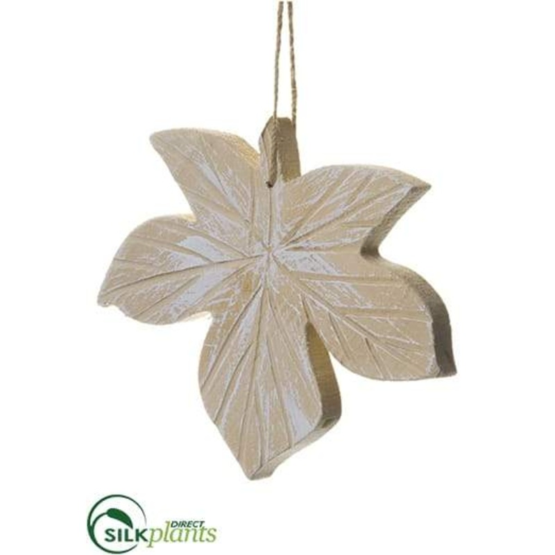 Wood Maple Ornament – Beige Whitewashed – Pack of 12