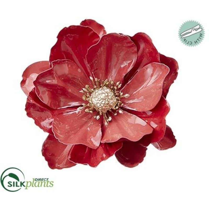 Anemone With Clip – Crimson – Pack of 12