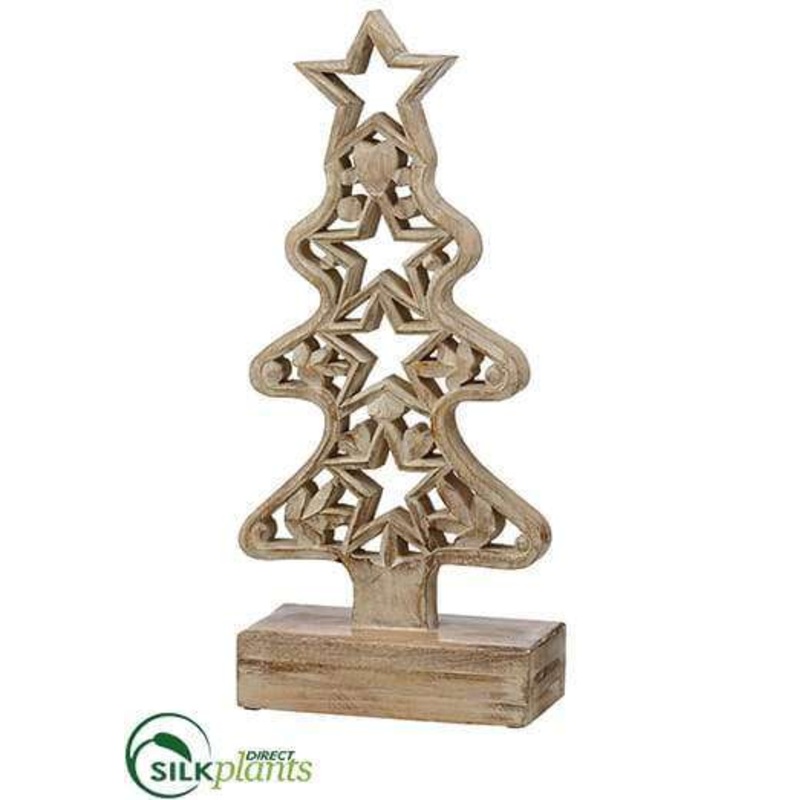 Wood Christmas Tree – Beige – Pack of 2