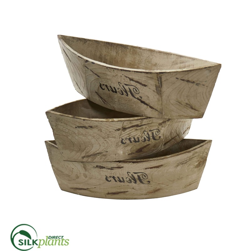 White Washed Wood Planter – Pack of 1