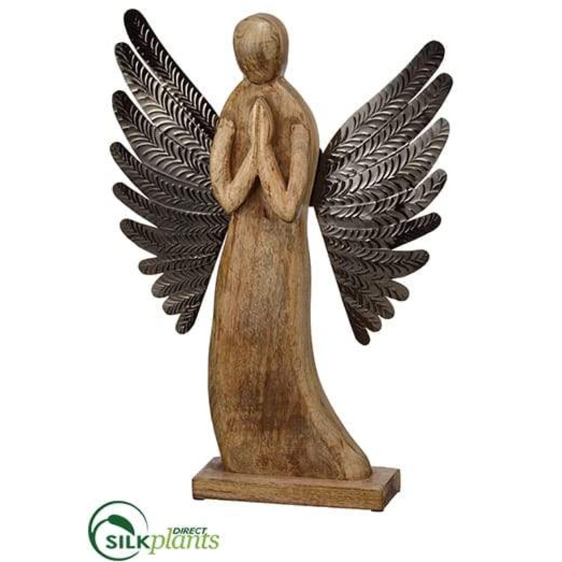 Wood Angel With Aluminum Wing – Beige Bronze – Pack of 2