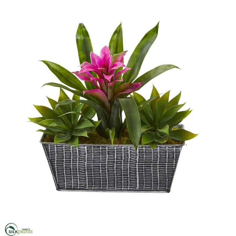 Bromeliad and Agave Artificial Plant – Purple – Pack of 1