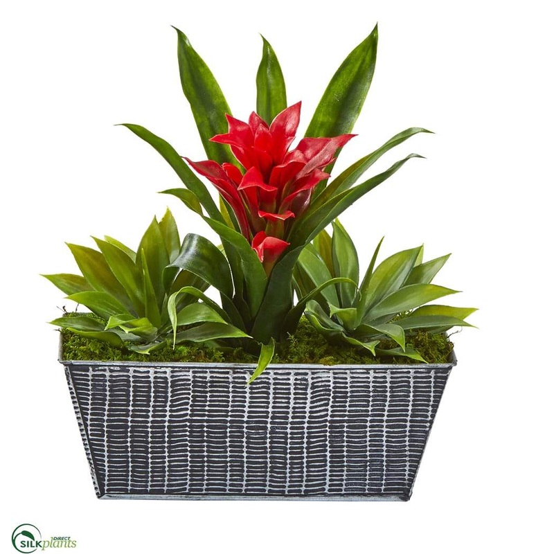 Bromeliad and Agave Artificial Plant – Red – Pack of 1