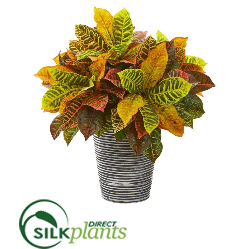 Garden Croton Artificial Plant in Planter with Black Pattern – Pack of 1