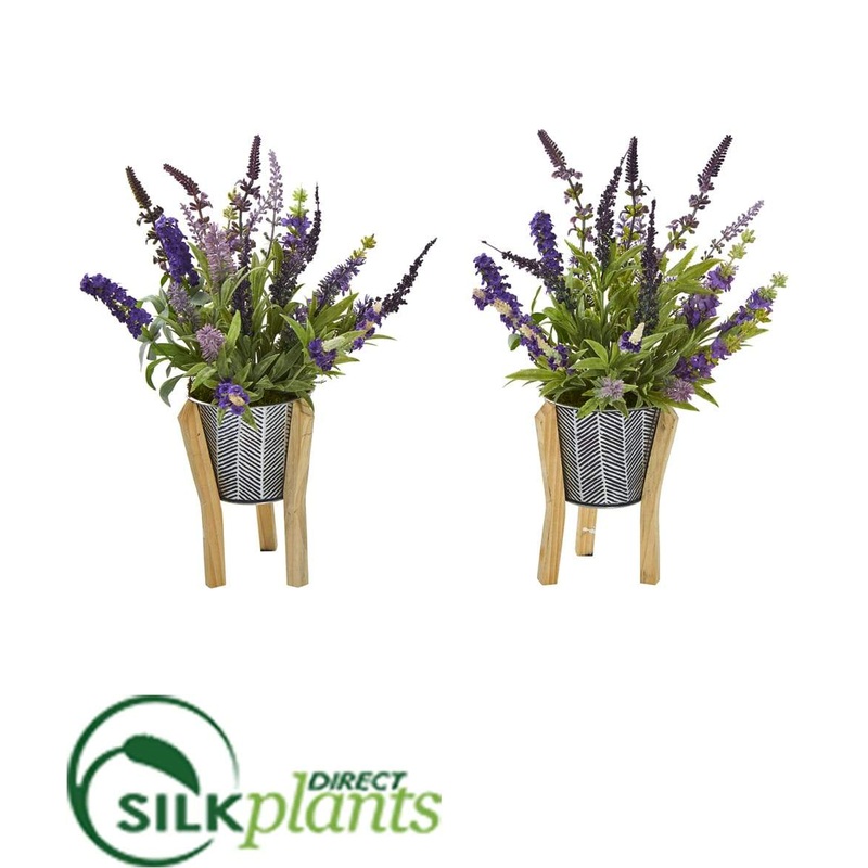 Lavender Artificial Plant in Tin Planter with Legs – Pack of 2