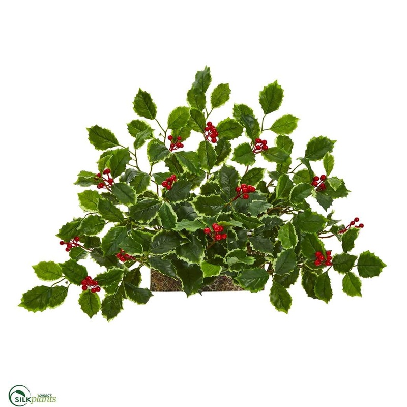 Variegated Holly with Berries Artificial Ledge Plant – Pack of 1