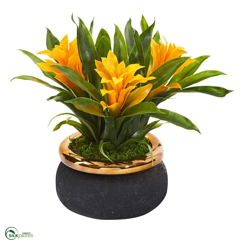 Bromeliad Artificial Plant – Yellow – Pack of 1