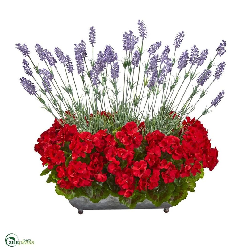 Geranium and Lavender Artificial Plant – Red – Pack of 1