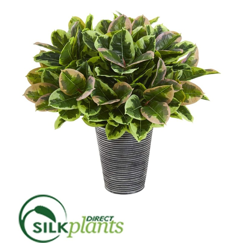 Rubber Leaf Artificial Plant in Tin Planter – Pack of 1