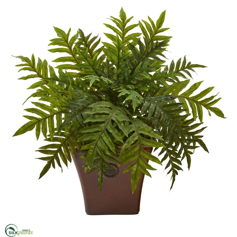 Hares Foot Fern Artificial Plant in Brown Planter – Pack of 1