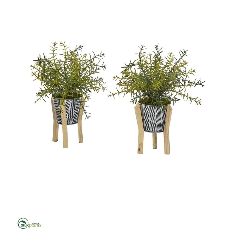 Rosemary Artificial Plant in Tin Planter with Legs – Pack of 2