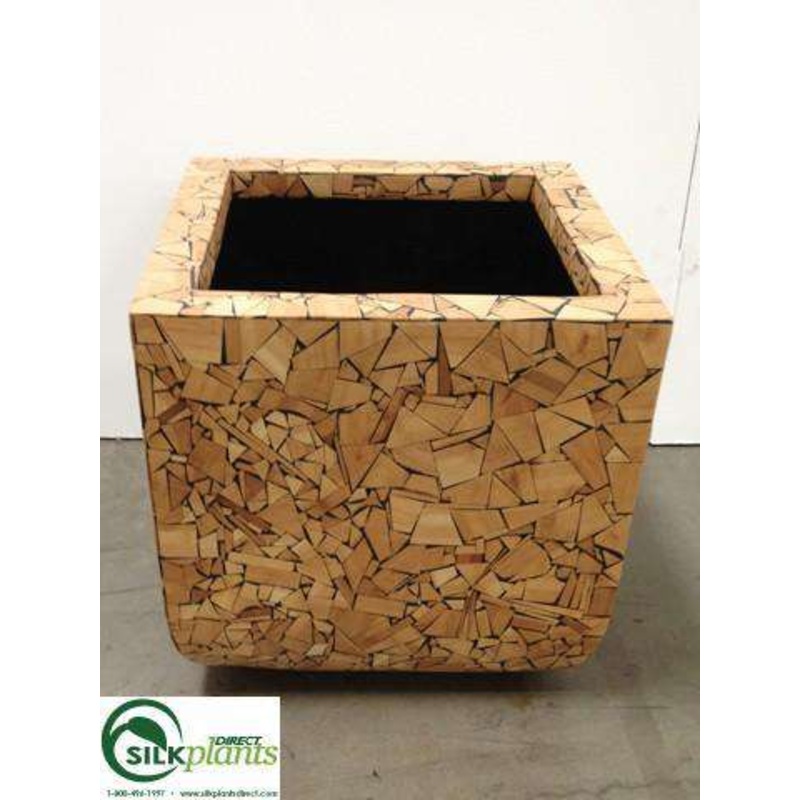 Wood Mosaic Container – Brown – Pack of 1