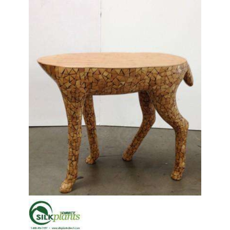 Wood Mosaic Reindeer Table – Brown – Pack of 1