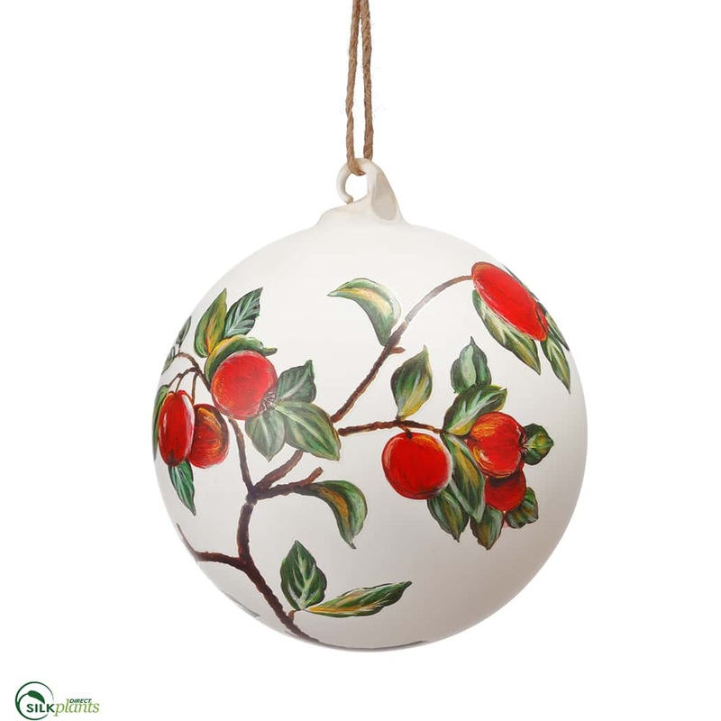 Apple Glass Ball Ornament – Beige Red – Pack of 6