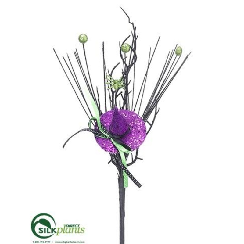 Witch Hat, Grass Pick – Green Purple – Pack of 12