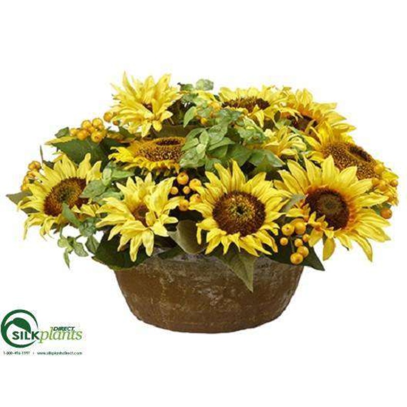 Sunflower, Basil Arrangement – Yellow Green – Pack of 1