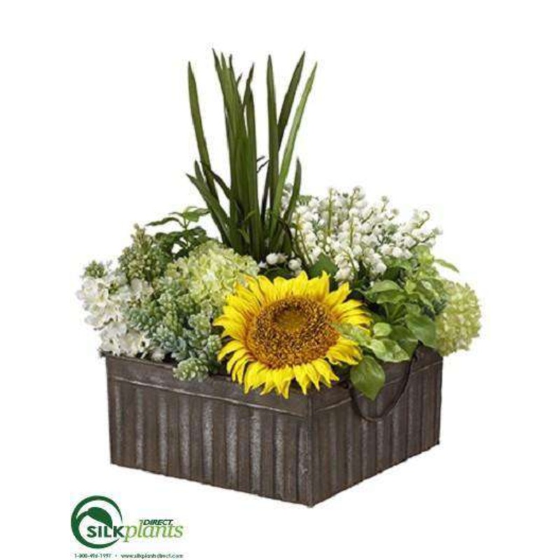 Sunflower, Succulent, Snowball Arrangement – Yellow Green – Pack of 1