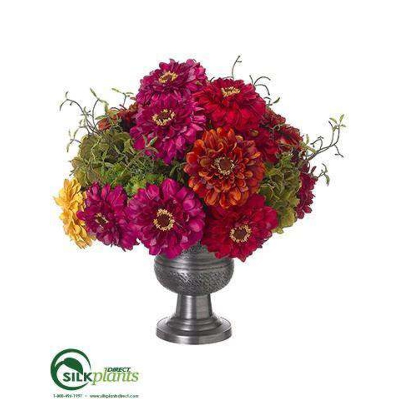 Zinnia, Sedum, Hydrangea Arrangement – Red Green – Pack of 1