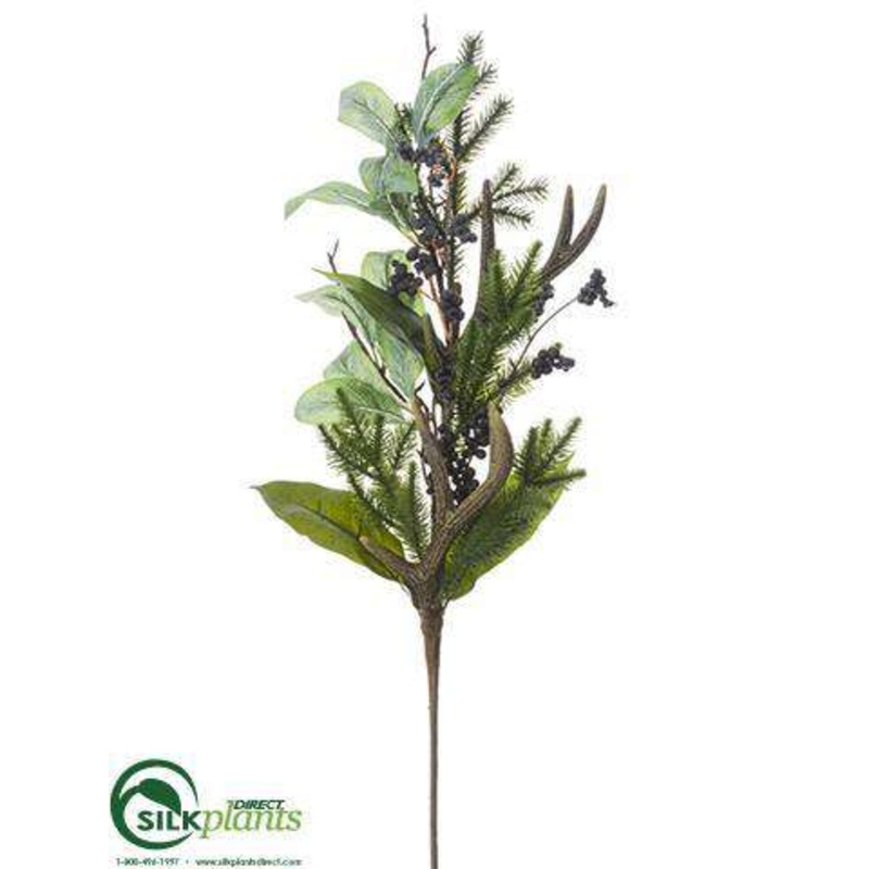 Antler, Berry, Magnolia Leaf, Pine Spray – Green – Pack of 12
