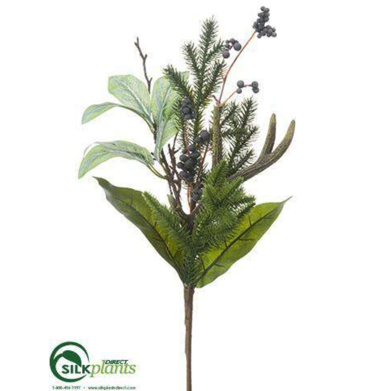 Antler, Berry, Magnolia Leaf, Pine Spray – Green – Pack of 6