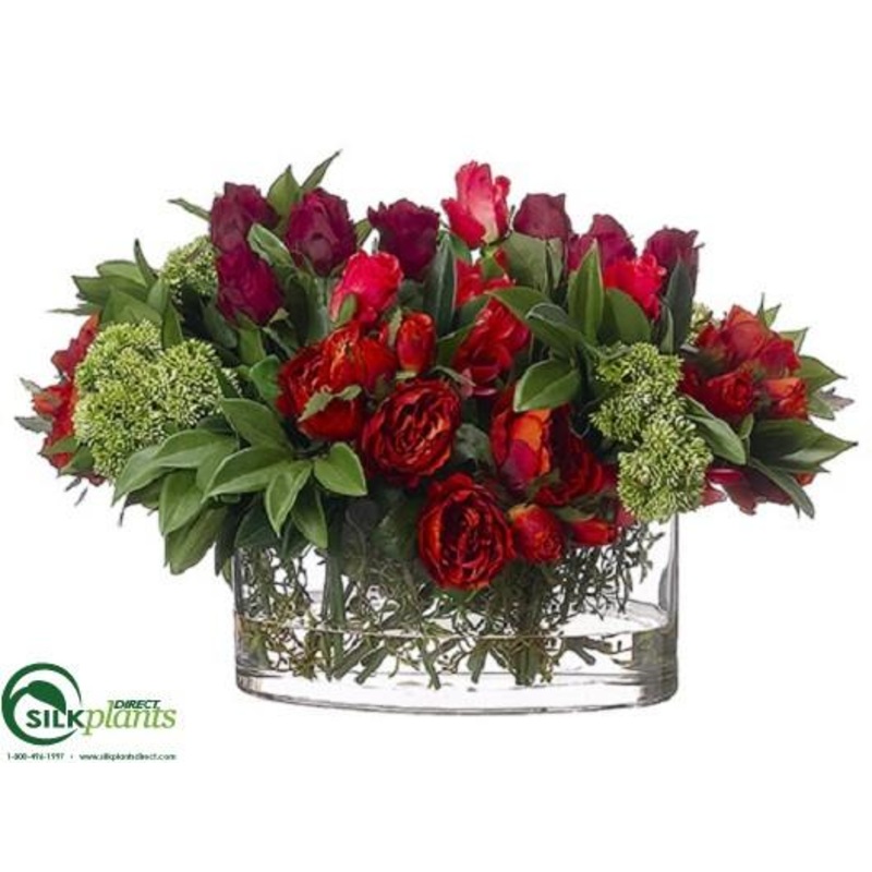 Rose, Dahlia Arrangement – Red Green – Pack of 1