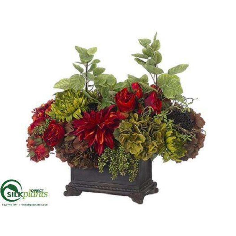 Rose, Hydrangea Arrangement – Brick Olive Green – Pack of 1