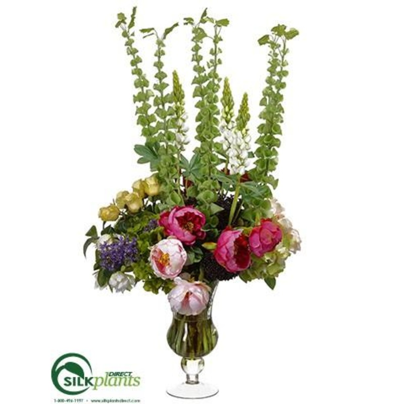 Rose, Peony, Bells of Ireland Arrangement – Green Fuchsia – Pack of 1