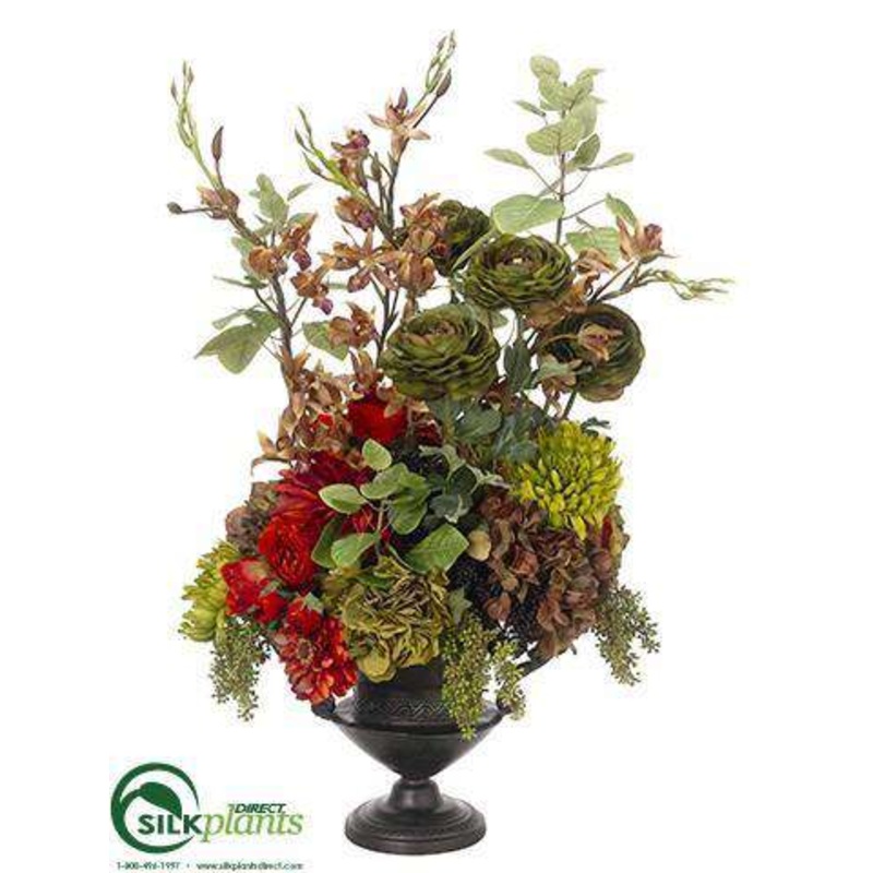 Zinnia, Hydrangea, Rose Arrangement – Brick Green – Pack of 1