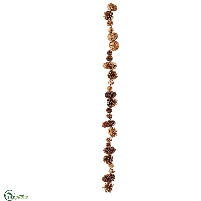 Glittered Pine Cone Garland – Brown Gold – Pack of 6
