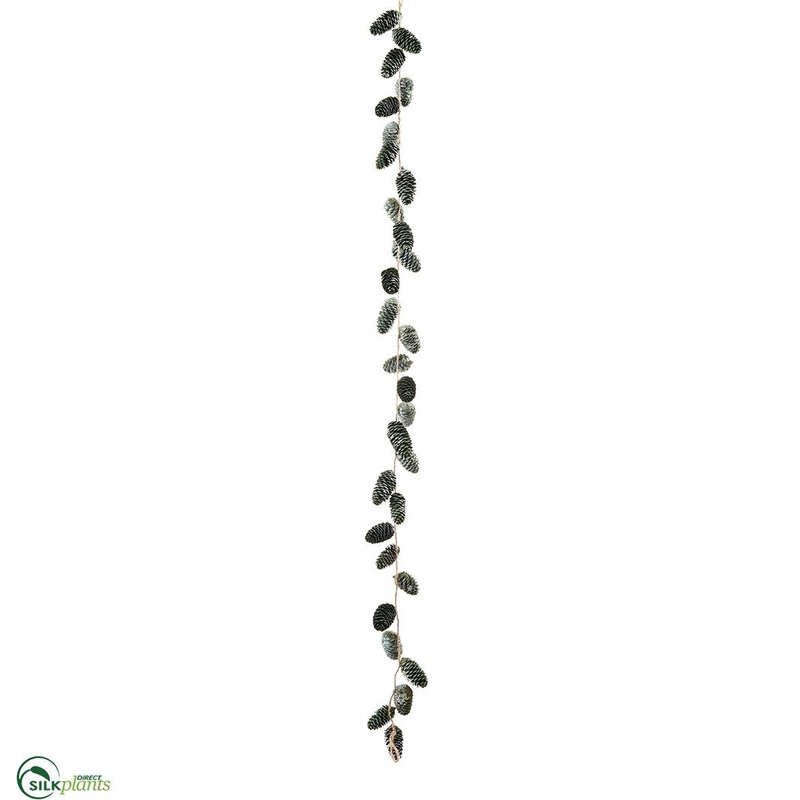 Glittered Pine Cone Garland – Green – Pack of 6